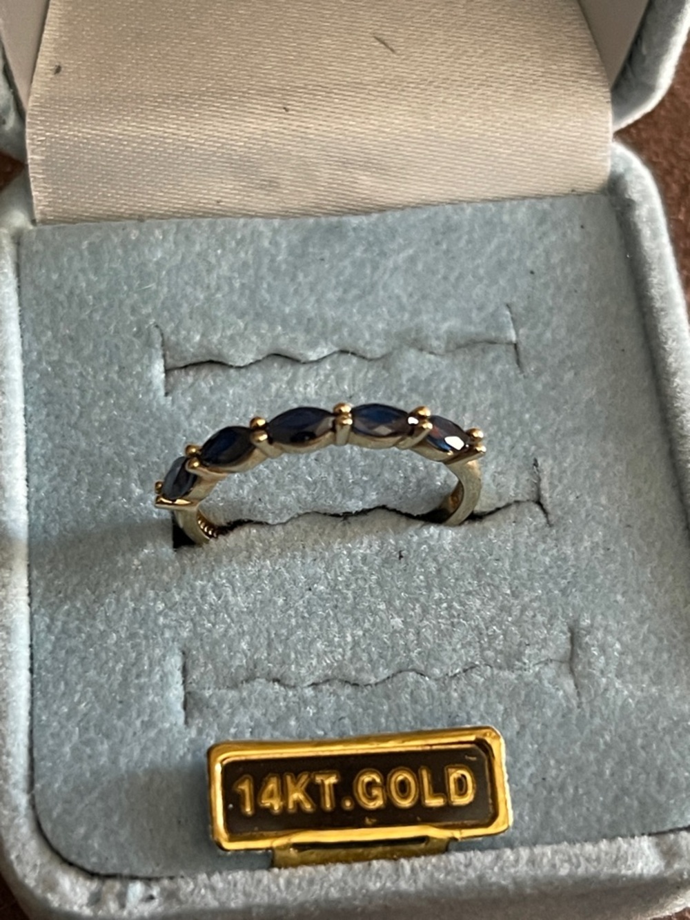 14KT Gold Blue Sapphire Marquise Band (NWOT)